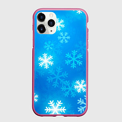 Чехол iPhone 11 Pro матовый Зима 2023, цвет: 3D-малиновый