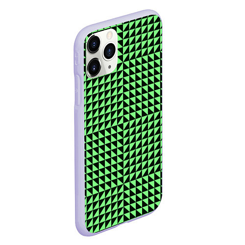 Чехол iPhone 11 Pro матовый Чёрно-зелёная оптическая иллюзия / 3D-Светло-сиреневый – фото 2