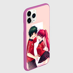 Чехол iPhone 11 Pro матовый Повелитель тьмы на подработке - Эми и Садао, цвет: 3D-фиолетовый — фото 2