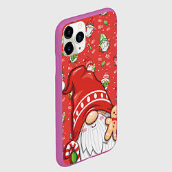 Чехол iPhone 11 Pro матовый Новогодний гном с пряником, цвет: 3D-фиолетовый — фото 2