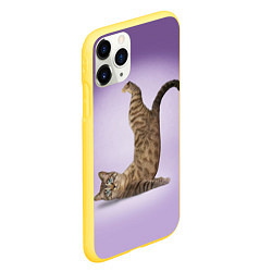 Чехол iPhone 11 Pro матовый Котик занимается йогой - Саламба Сарвангасана, цвет: 3D-желтый — фото 2