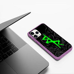 Чехол iPhone 11 Pro матовый Логотип Cyberpunk: Edgerunners - Дэвид, цвет: 3D-фиолетовый — фото 2