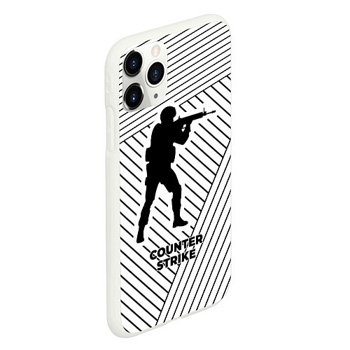Чехол iPhone 11 Pro матовый Символ Counter Strike на светлом фоне с полосами / 3D-Белый – фото 2
