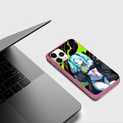 Чехол iPhone 11 Pro матовый Ребекка - органический зеленый, цвет: 3D-малиновый — фото 2