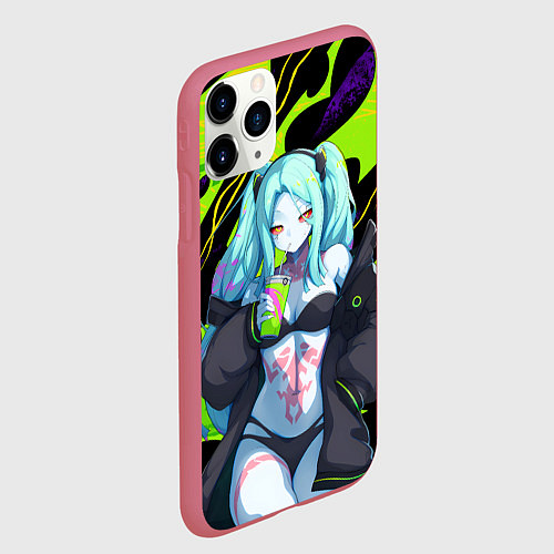 Чехол iPhone 11 Pro матовый Ребекка - органический зеленый / 3D-Малиновый – фото 2