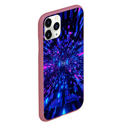 Чехол iPhone 11 Pro матовый Киберпанк синий неоновый тоннель, цвет: 3D-малиновый — фото 2