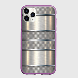 Чехол iPhone 11 Pro матовый Металлические полосы - текстура алюминия, цвет: 3D-фиолетовый