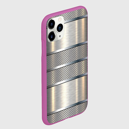 Чехол iPhone 11 Pro матовый Металлические полосы - текстура алюминия / 3D-Фиолетовый – фото 2