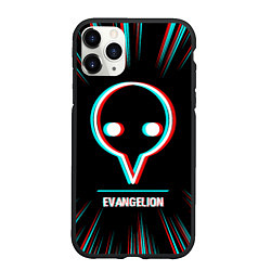 Чехол iPhone 11 Pro матовый Символ Evangelion в стиле glitch на темном фоне, цвет: 3D-черный