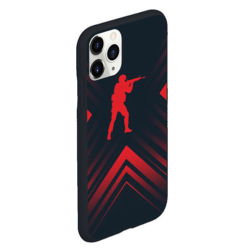 Чехол iPhone 11 Pro матовый Красный символ Counter Strike на темном фоне со ст / 3D-Черный – фото 2