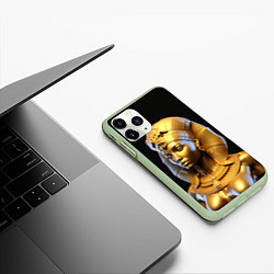 Чехол iPhone 11 Pro матовый Нейросеть - золотая египетская богиня, цвет: 3D-салатовый — фото 2