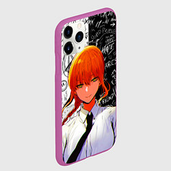 Чехол iPhone 11 Pro матовый Макима в костюме - Человек бензопила, цвет: 3D-фиолетовый — фото 2