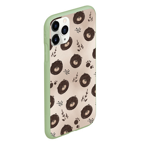 Чехол iPhone 11 Pro матовый Мишка косолапый / 3D-Салатовый – фото 2