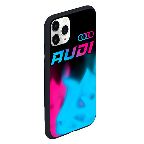 Чехол iPhone 11 Pro матовый Audi - neon gradient: символ сверху / 3D-Черный – фото 2