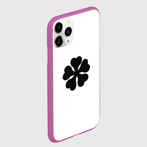 Чехол iPhone 11 Pro матовый Черный пятилистный клевер из аниме - черный клевер / 3D-Фиолетовый – фото 2