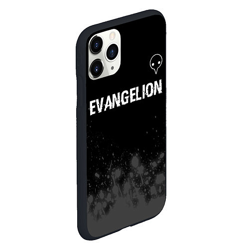 Чехол iPhone 11 Pro матовый Evangelion glitch на темном фоне: символ сверху / 3D-Черный – фото 2