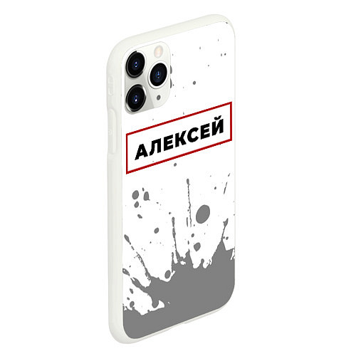 Чехол iPhone 11 Pro матовый Алексей - в красной рамке на светлом / 3D-Белый – фото 2