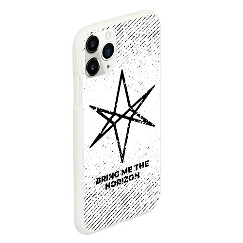 Чехол iPhone 11 Pro матовый Bring Me the Horizon с потертостями на светлом фон / 3D-Белый – фото 2