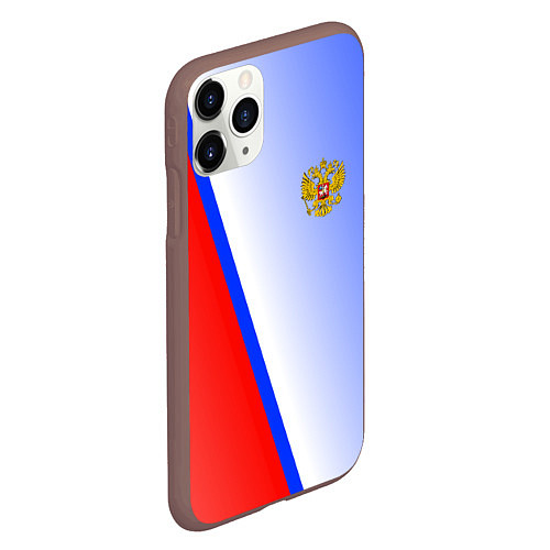 Чехол iPhone 11 Pro матовый Россия полосы с гербом / 3D-Коричневый – фото 2