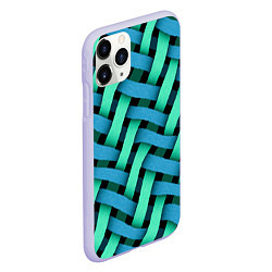 Чехол iPhone 11 Pro матовый Сине-зелёная плетёнка - оптическая иллюзия, цвет: 3D-светло-сиреневый — фото 2