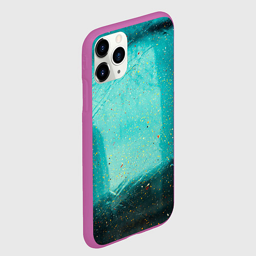 Чехол iPhone 11 Pro матовый Сине-зелёный туман и мазки красок / 3D-Фиолетовый – фото 2