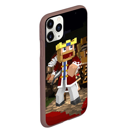 Чехол iPhone 11 Pro матовый Minecraft - warrior - video game - sword / 3D-Коричневый – фото 2