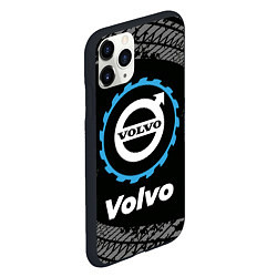 Чехол iPhone 11 Pro матовый Volvo в стиле Top Gear со следами шин на фоне, цвет: 3D-черный — фото 2