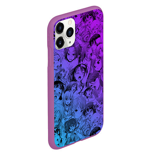 Чехол iPhone 11 Pro матовый Ахегао красивый неон / 3D-Фиолетовый – фото 2