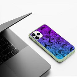 Чехол iPhone 11 Pro матовый Ахегао красивый неон, цвет: 3D-салатовый — фото 2