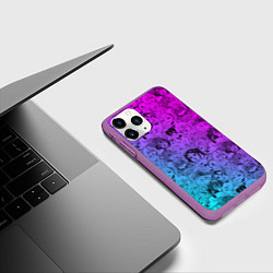Чехол iPhone 11 Pro матовый Ахегао девушки градиент, цвет: 3D-фиолетовый — фото 2
