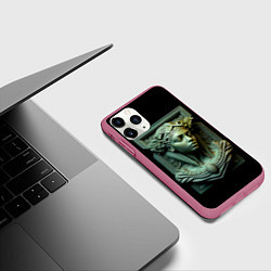 Чехол iPhone 11 Pro матовый Нейросеть - барельеф античной девушки, цвет: 3D-малиновый — фото 2