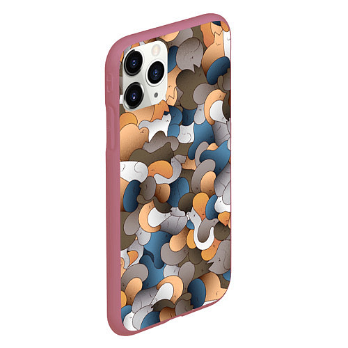 Чехол iPhone 11 Pro матовый Котики это жидкость / 3D-Малиновый – фото 2