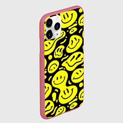 Чехол iPhone 11 Pro матовый Кислотный желтый смайлик, цвет: 3D-малиновый — фото 2