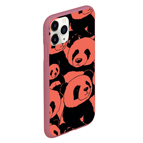 Чехол iPhone 11 Pro матовый С красными пандами / 3D-Малиновый – фото 2