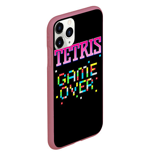 Чехол iPhone 11 Pro матовый Tetris - Game Over / 3D-Малиновый – фото 2