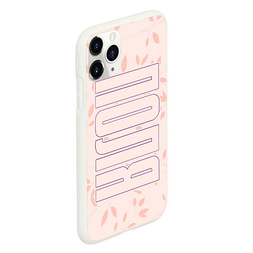 Чехол iPhone 11 Pro матовый Поля по-вертикали с розовым фоном / 3D-Белый – фото 2