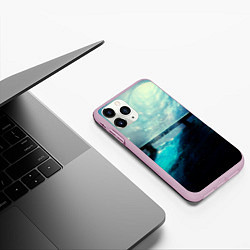 Чехол iPhone 11 Pro матовый Космические звёзды, небо и скамья, цвет: 3D-розовый — фото 2