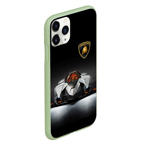 Чехол iPhone 11 Pro матовый Lamborghini Egoista - Italy / 3D-Салатовый – фото 2