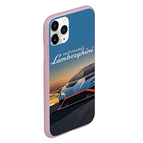 Чехол iPhone 11 Pro матовый Lamborghini Huracan STO - car racing / 3D-Розовый – фото 2
