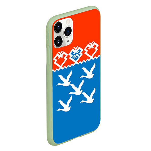 Чехол iPhone 11 Pro матовый Герб города Чебоксары / 3D-Салатовый – фото 2