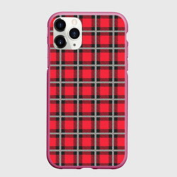 Чехол iPhone 11 Pro матовый Красная шотландская клетка, цвет: 3D-малиновый