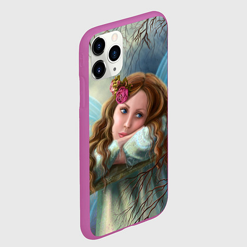 Чехол iPhone 11 Pro матовый Фэнтези фея бабочка / 3D-Фиолетовый – фото 2