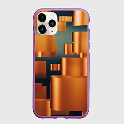 Чехол iPhone 11 Pro матовый Золотые геометрические слитки, цвет: 3D-фиолетовый