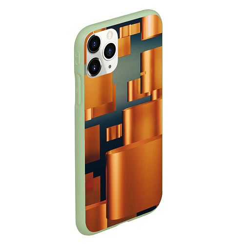 Чехол iPhone 11 Pro матовый Золотые геометрические слитки / 3D-Салатовый – фото 2