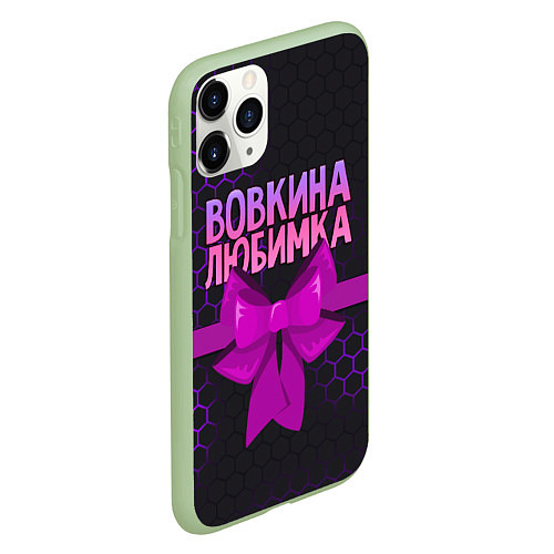 Чехол iPhone 11 Pro матовый Вовкина любимка - соты / 3D-Салатовый – фото 2