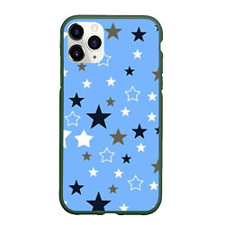 Чехол iPhone 11 Pro матовый Звёзды на голубом фоне, цвет: 3D-темно-зеленый