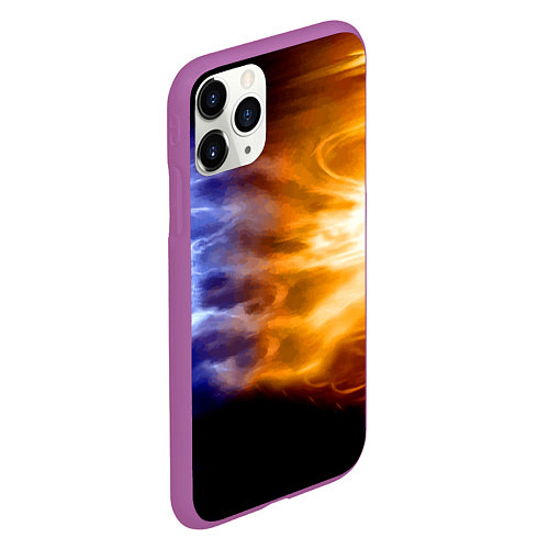 Чехол iPhone 11 Pro матовый Борьба двух стихий - лёд и пламя / 3D-Фиолетовый – фото 2