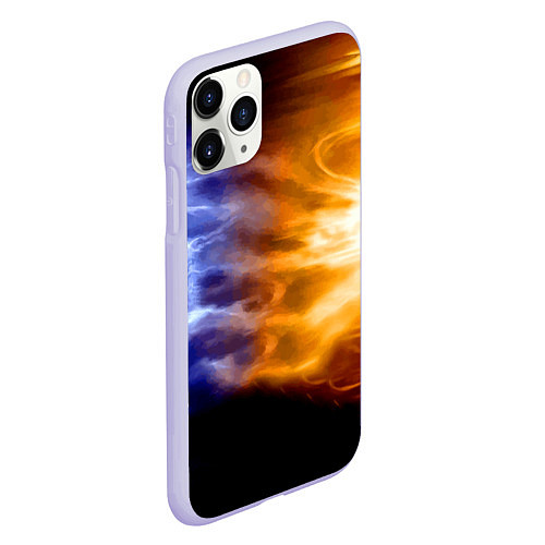Чехол iPhone 11 Pro матовый Борьба двух стихий - лёд и пламя / 3D-Светло-сиреневый – фото 2