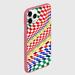 Чехол iPhone 11 Pro матовый Разноцветная оптическая иллюзия, цвет: 3D-малиновый — фото 2