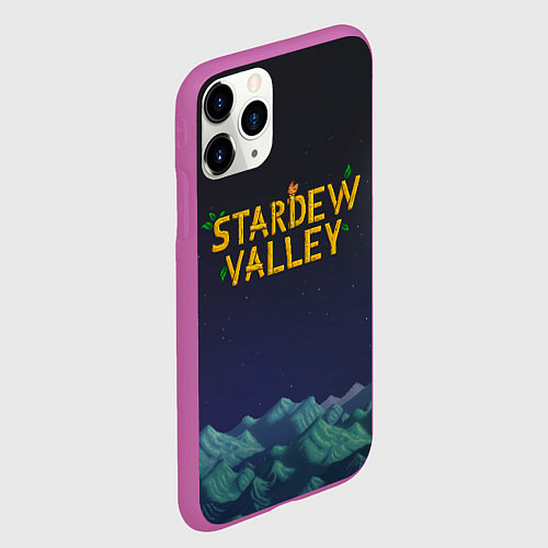 Чехол iPhone 11 Pro матовый Ночь в Stardew Valley / 3D-Фиолетовый – фото 2